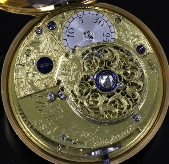 Richard Clarke, Cheapside, a George III gold pair-cased keywind cylinder pocket watch, No. 389,